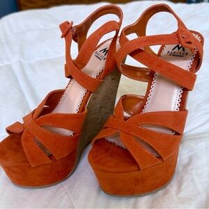 Orange Platform Sandals with Retro Flair